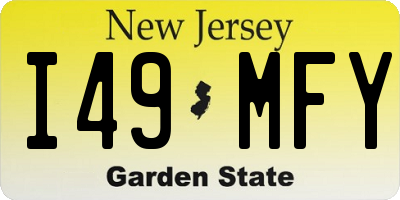 NJ license plate I49MFY