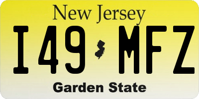 NJ license plate I49MFZ