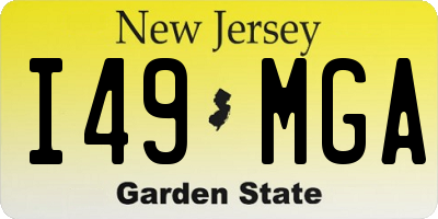 NJ license plate I49MGA