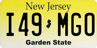NJ license plate I49MGO