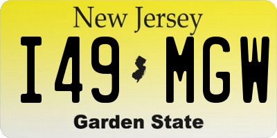 NJ license plate I49MGW
