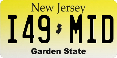 NJ license plate I49MID