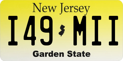 NJ license plate I49MII