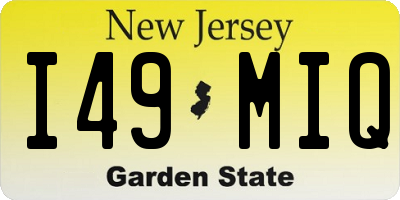 NJ license plate I49MIQ