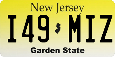 NJ license plate I49MIZ