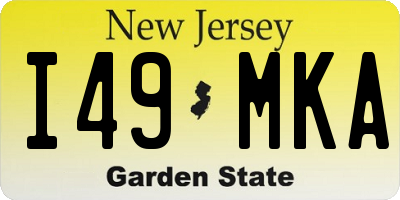 NJ license plate I49MKA