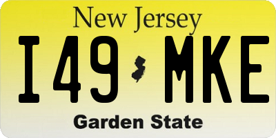 NJ license plate I49MKE