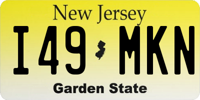 NJ license plate I49MKN