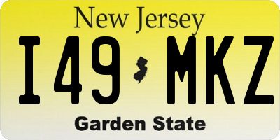 NJ license plate I49MKZ