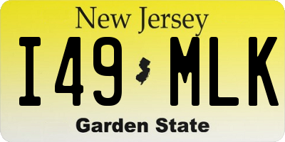 NJ license plate I49MLK