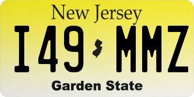 NJ license plate I49MMZ