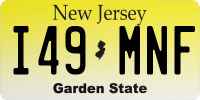 NJ license plate I49MNF