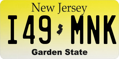 NJ license plate I49MNK
