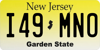 NJ license plate I49MNO