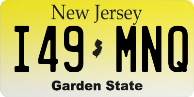 NJ license plate I49MNQ