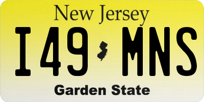 NJ license plate I49MNS