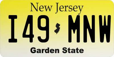 NJ license plate I49MNW