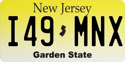 NJ license plate I49MNX