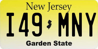 NJ license plate I49MNY