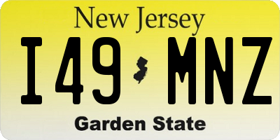 NJ license plate I49MNZ