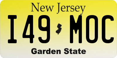 NJ license plate I49MOC