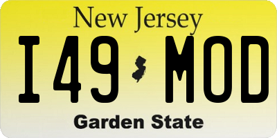 NJ license plate I49MOD