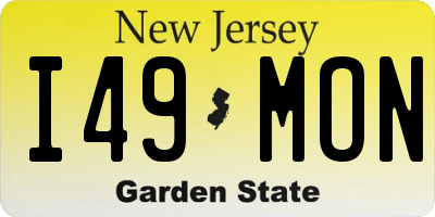 NJ license plate I49MON