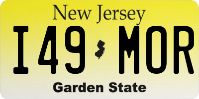 NJ license plate I49MOR