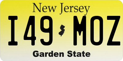 NJ license plate I49MOZ