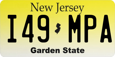 NJ license plate I49MPA