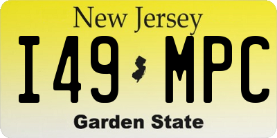NJ license plate I49MPC