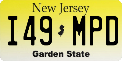 NJ license plate I49MPD