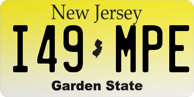 NJ license plate I49MPE