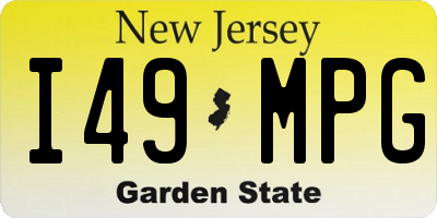 NJ license plate I49MPG