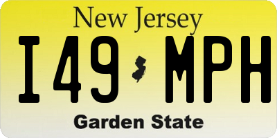 NJ license plate I49MPH