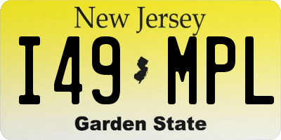NJ license plate I49MPL