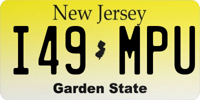 NJ license plate I49MPU