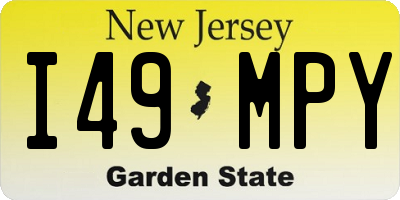 NJ license plate I49MPY