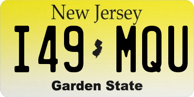 NJ license plate I49MQU