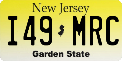 NJ license plate I49MRC