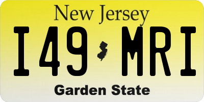 NJ license plate I49MRI