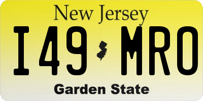 NJ license plate I49MRO