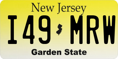 NJ license plate I49MRW