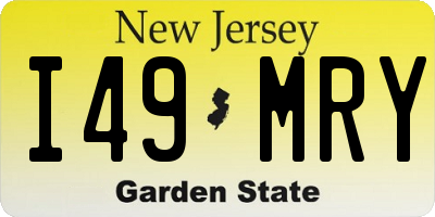 NJ license plate I49MRY