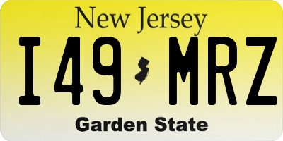 NJ license plate I49MRZ