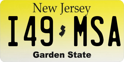 NJ license plate I49MSA