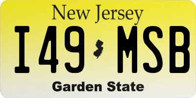 NJ license plate I49MSB