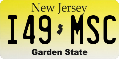 NJ license plate I49MSC