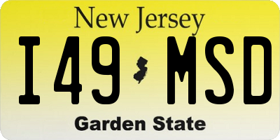 NJ license plate I49MSD