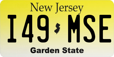 NJ license plate I49MSE